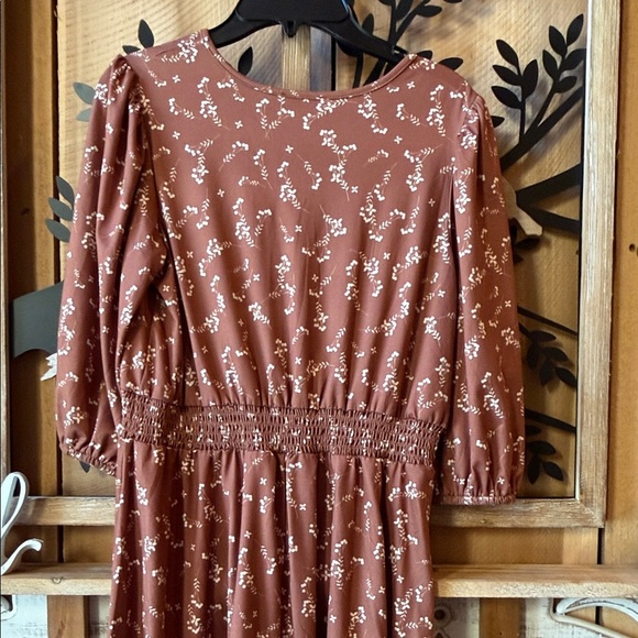 Adorable Brown Floral Kids Dress - Picture 6 of 9